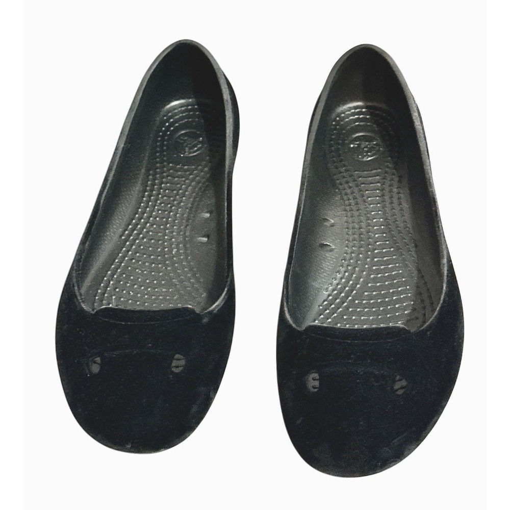 Crocs Sienna Velvet Womens Size 6 W Black Slip On Casual Comfort Flats Shoes